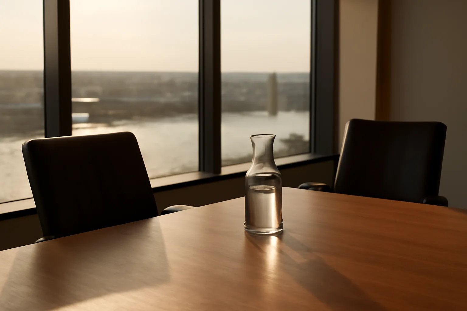Sunlit Wilmington conference room used for private Delaware arbitrator hearings