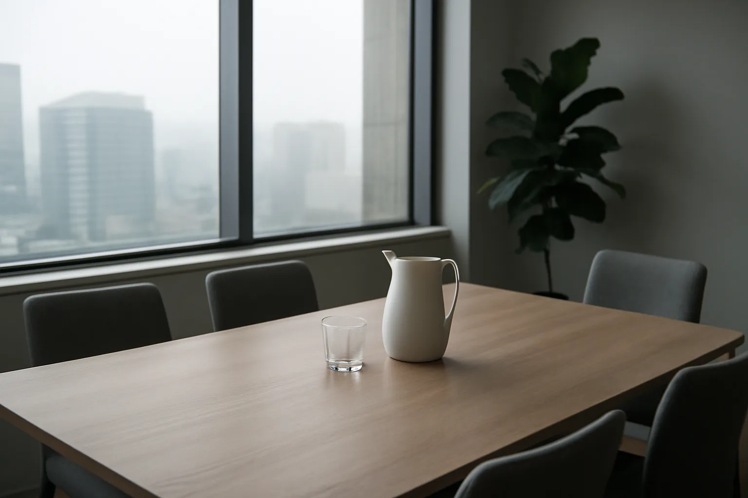 Empty Midtown Atlanta conference room set for Georgia arbitrator work