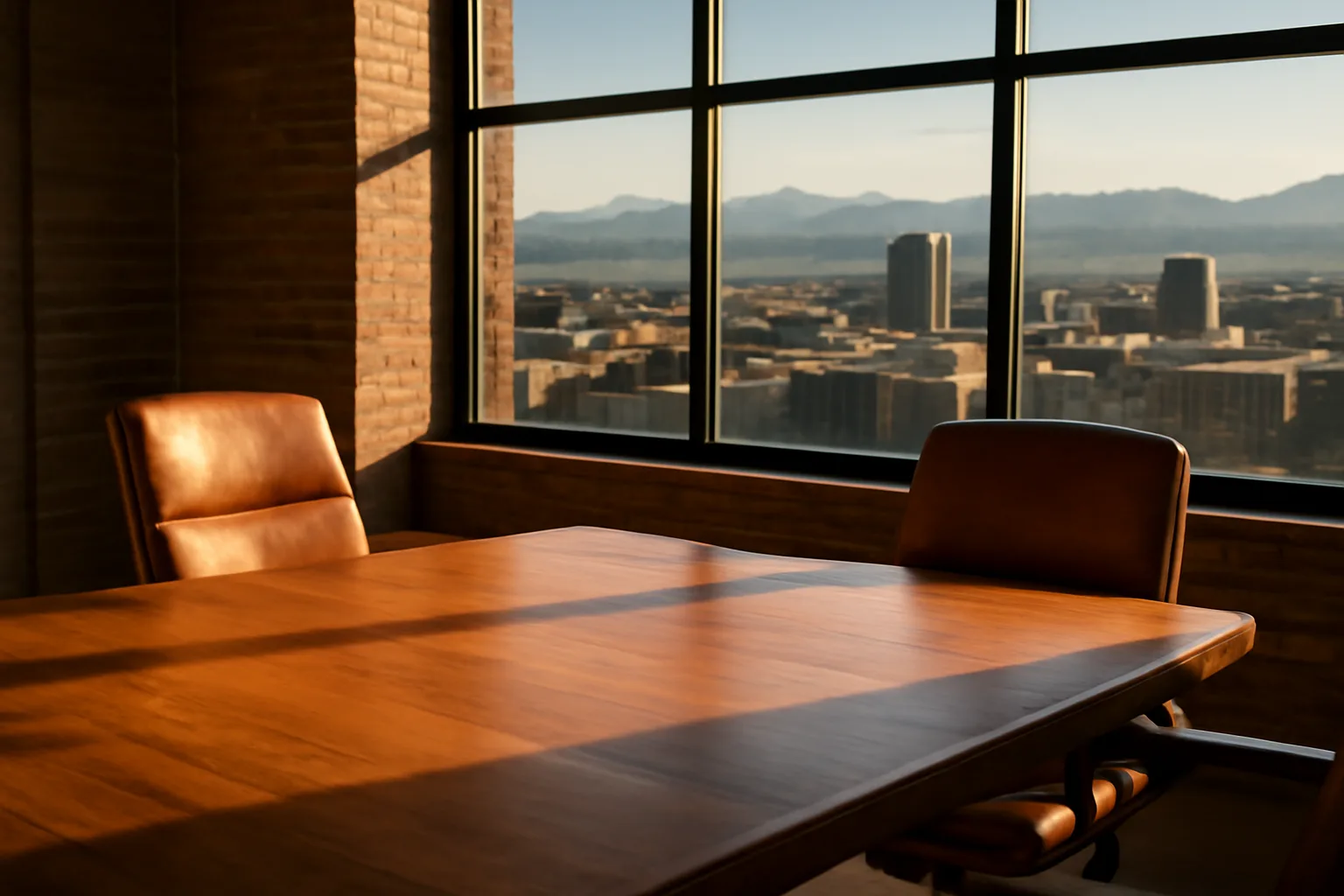 Sunlit Denver loft table ready for Colorado arbitrator work