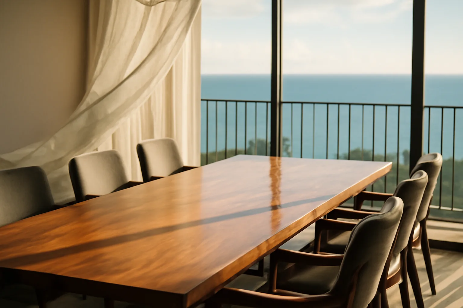 Empty Honolulu conference room prepared for a Hawaii arbitrator hearing