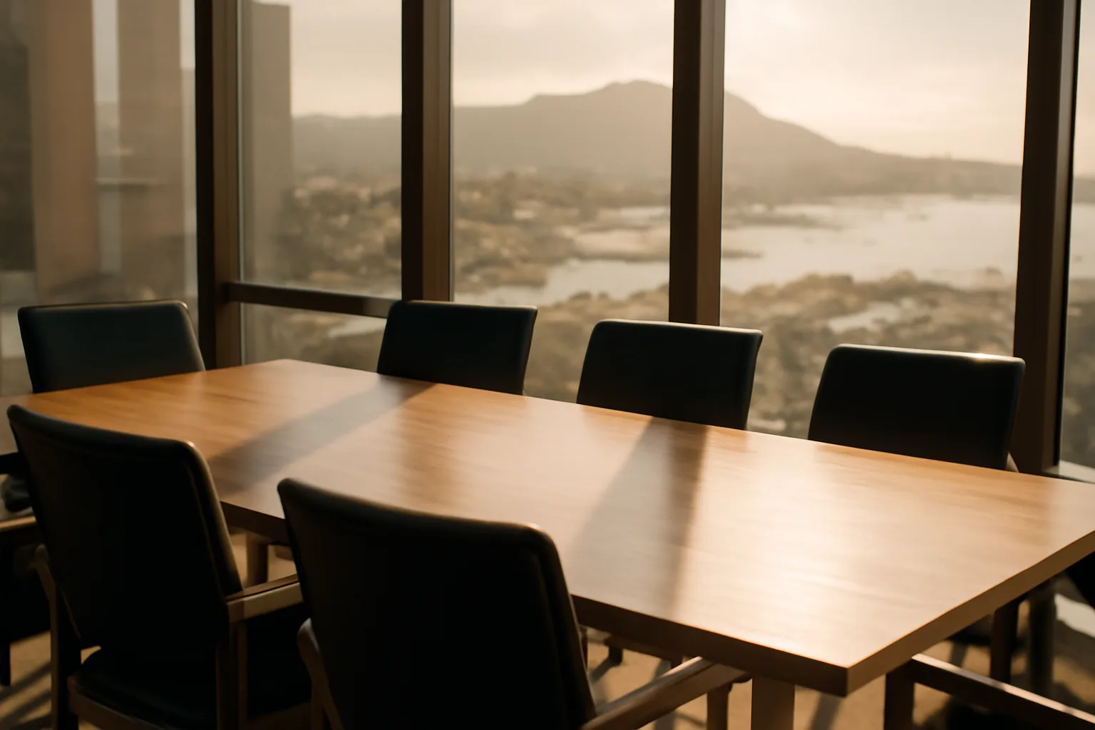 Empty Honolulu conference room used for private Hawaii arbitrator hearings