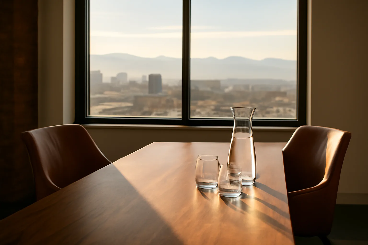 Denver loft table set for a Colorado arbitrator session
